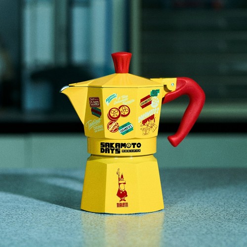 BIALeTTI×SAKAMOTO DAYS Moka Express 3 Cups Yellow, Red - Picture 5 of 10