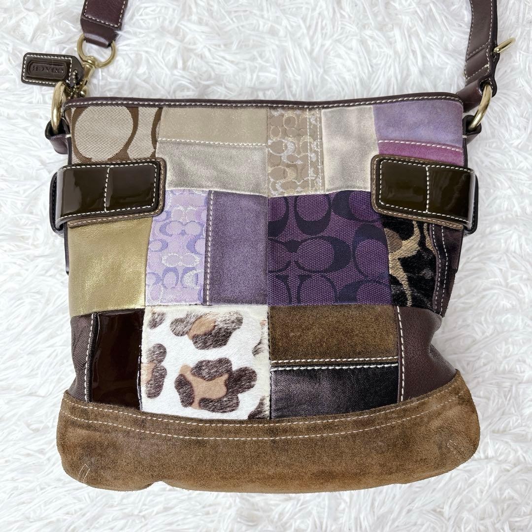 COACH Patchwork Suede Leopard Print Crossbody Sho… - image 18