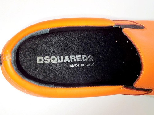 DSQUARED2 Mens US size 5 /38 eu Orange Leather Loafer Made in Italy - Picture 5 of 9