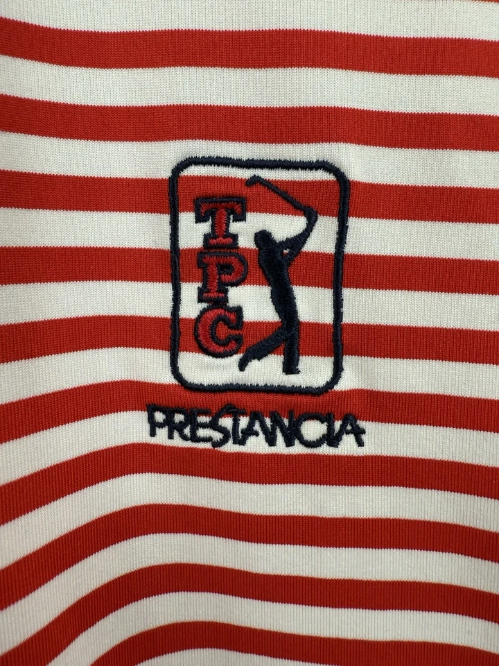 Camisa Polo Fairway Greene Tech TPC PRESTANCIA Para Hombres XL Roja Blanca EE. UU. Golf Elastizada Foto 3 de 4
