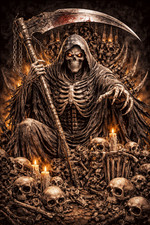Bone Throne Grim Reaper Vinyl Sticker Gothic Horror Skull Death Decal