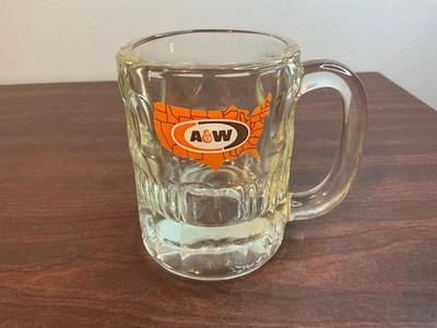 Vtg Authentic A & W Root Beer Heavy AW Glass Mug w/ Dimples USA Logo 4.5  Rare