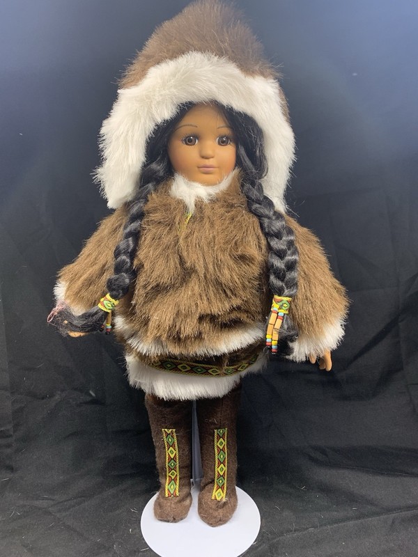 Royal Treasures Native American Porcelain Doll Traditional Fur Outfit