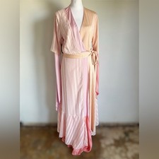 NEW Loewe Runway Pink Orange Pastel Striped Flowy Wrap Dress Size FR 38 NWT