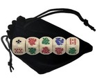 (2) Sets Genuine Leather Compact Dice Cups Grey Black + Ivory Poker Dice Rounded — photo 2