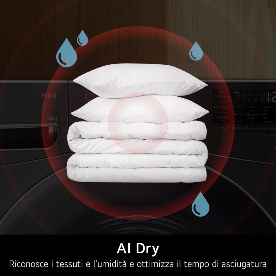 LG RH18U8AVCW Asciugatrice Smart 18kg, Classe A+++ - Immagine 2 di 3