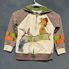 Disney Lion King Hoodie Kids 5/6 Zip Up Simba Raglan Epic Roar Spell Out Graphic