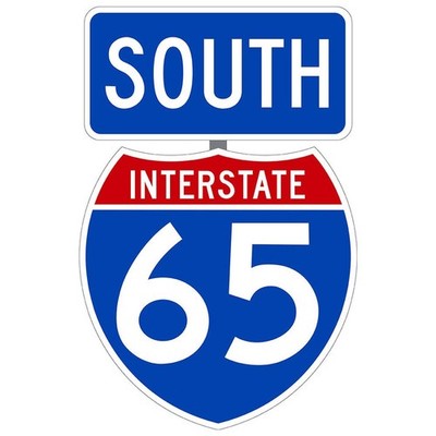 INTERSTATE 65 SOUTH I-65 SHIELD SHAPED 16'' HEAVY DUTY USA MADE METAL ADV SIGN