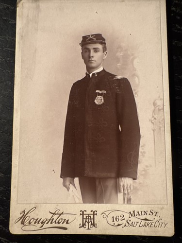 ANTIQUE 1890s INFANTRY SOLDIER SALT LAKE CITY UTAH CABINET CARD PHOTO