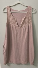 J Crew Dusty Rose Pink Mauve Eyelet Lace Tank Shift Cotton Dress Pockets M