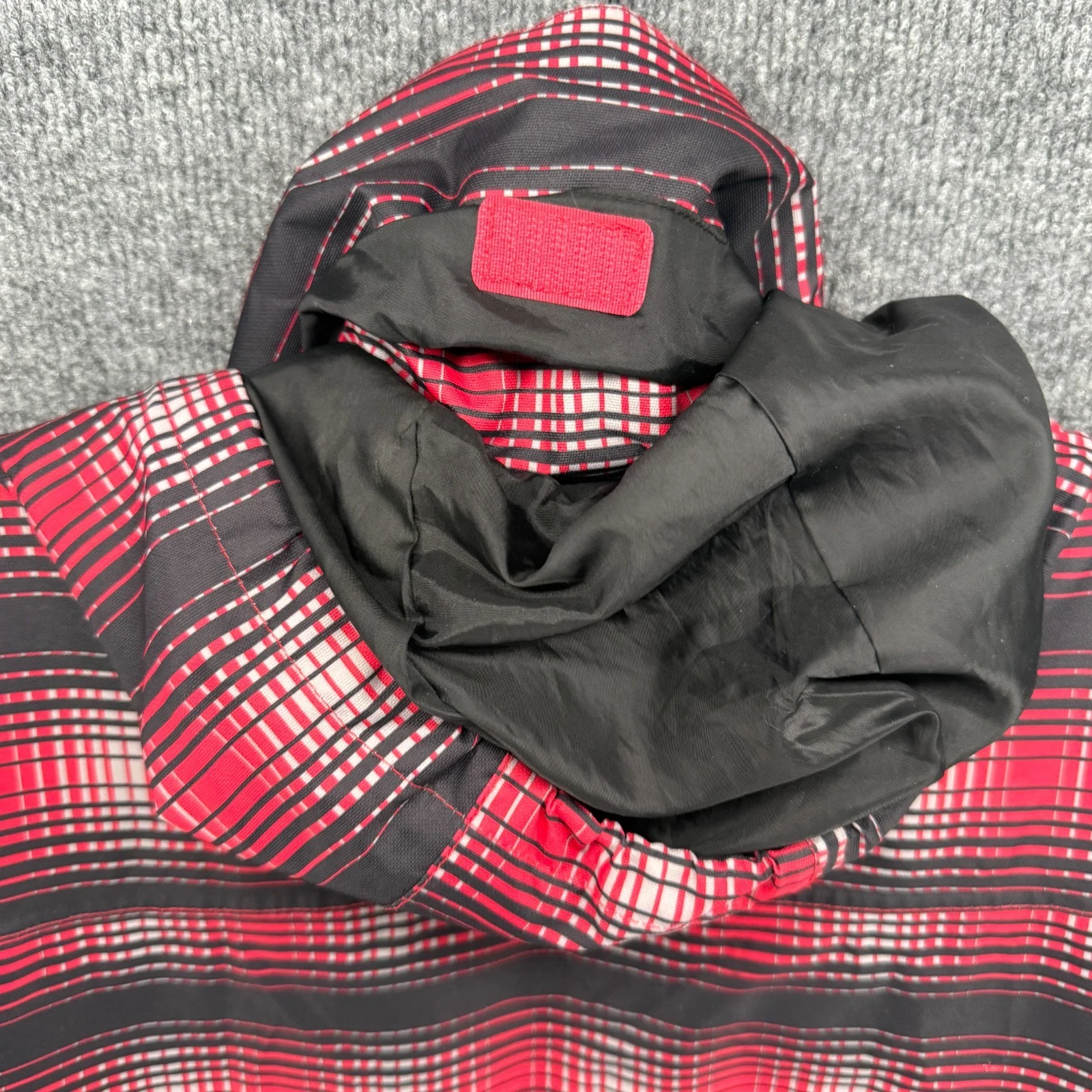 Liquid Mountain Casual Mens Medium Snowboard Ski Hooded Jacket Black Red Plaid image 9