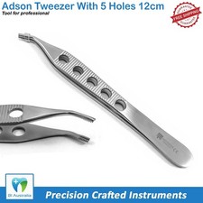 Adson Brown 5 Hole Tissue Forceps Curved Tip Thumb Dressing Surgical Tool
