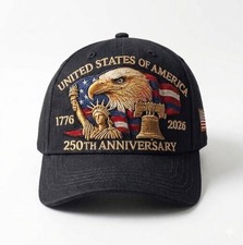 USA 250th Anniversary Adjustable Hat Embroidered American Eagle Patriotic Gift