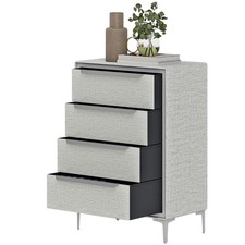 HOMCOM Mobile Cassettiera 4 Cassetti Rivestita in Tessuto Effetto Lino Grigio