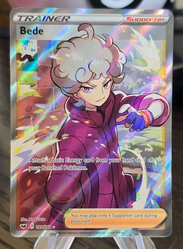 Bede Full Art Ultra Rare SWSH01 Sword & Shield Base Set 199/202 Supporter Holo