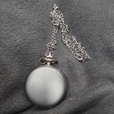 Quartz Full Hunter Pocket Watch Black Case White Dial Chain Arabic Numerals