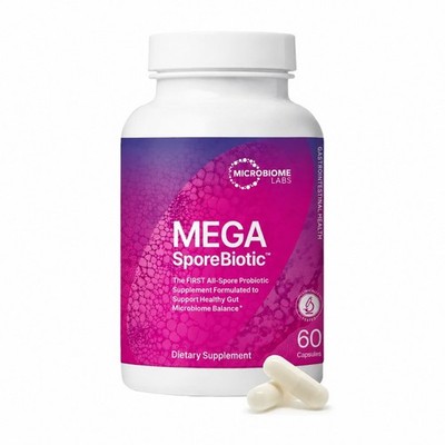 Microbiome Labs MegaSporeBiotic Probiotics 60 Capsules, Gut Digestive Health