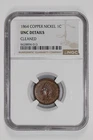 1864 COPPER NICKEL INDIAN HEAD CENT NGC UNC DETAILS