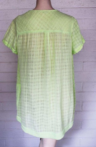 Soft Surroundings L 14 Pastel Chartreuse Sheer Textured Zip Front Tunic Cover-up - Picture 3 of 5