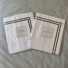 New Restoration Hardware 2 Italian Hotel Satin Stitch Standard Shams White 20x28
