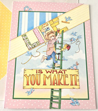 Vintage Greeting Card Blank Mary Engelbreit Life is What You Make It Girl