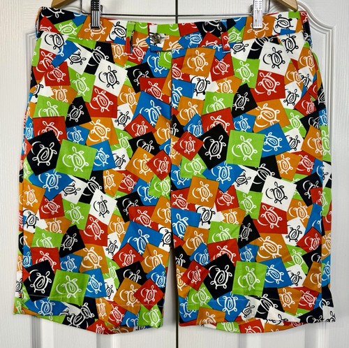 Loudmouth Shorts Golf Preppy Herren Größe 38 Bunt Schildkröten All Over Print Neu ohne Etikett
