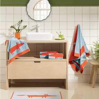 Habitat x Scion Mr Fox Blue 4 Piece Bath & Hand Towel Set-New-Stitching Issue