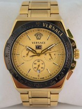 Versace Greca Golden Chrono Dial Golden SS Bracelet With Date Quartz Men's Watch