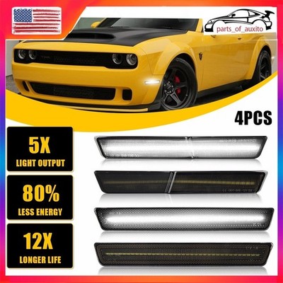 For Dodge 18-22 Challenger Front Widebody Smoked Rear LED Side Marker Light H