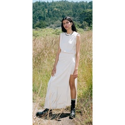 JOHN ELLIOTT Beige Gathered Sleeve Maxi Dress