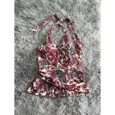 BODEN Levanzo Ruched Halter Swimsuit Tankini Top Paisley Size 8 Resort Wear NWT