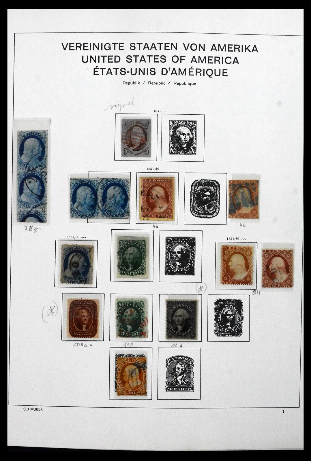 USA UNITED STATES 1847-1945 MH Used in Schaubek Album Stamp Collection