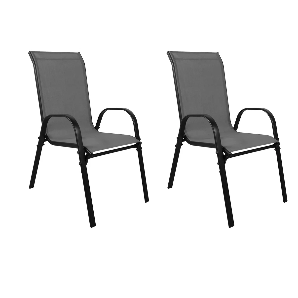 2 uds. Silla apilable XL silla apilable aluminio - mezcla de metal negro textiles Anth.
