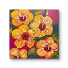 GERARD 12X12-Original Flower Painting Oil Abstract Wall Art Ready to Hang