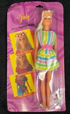 Vtg Judy 11-1/2" Fashion Model Doll w/ Accessories Clothing 80s Heels Mini Skirt