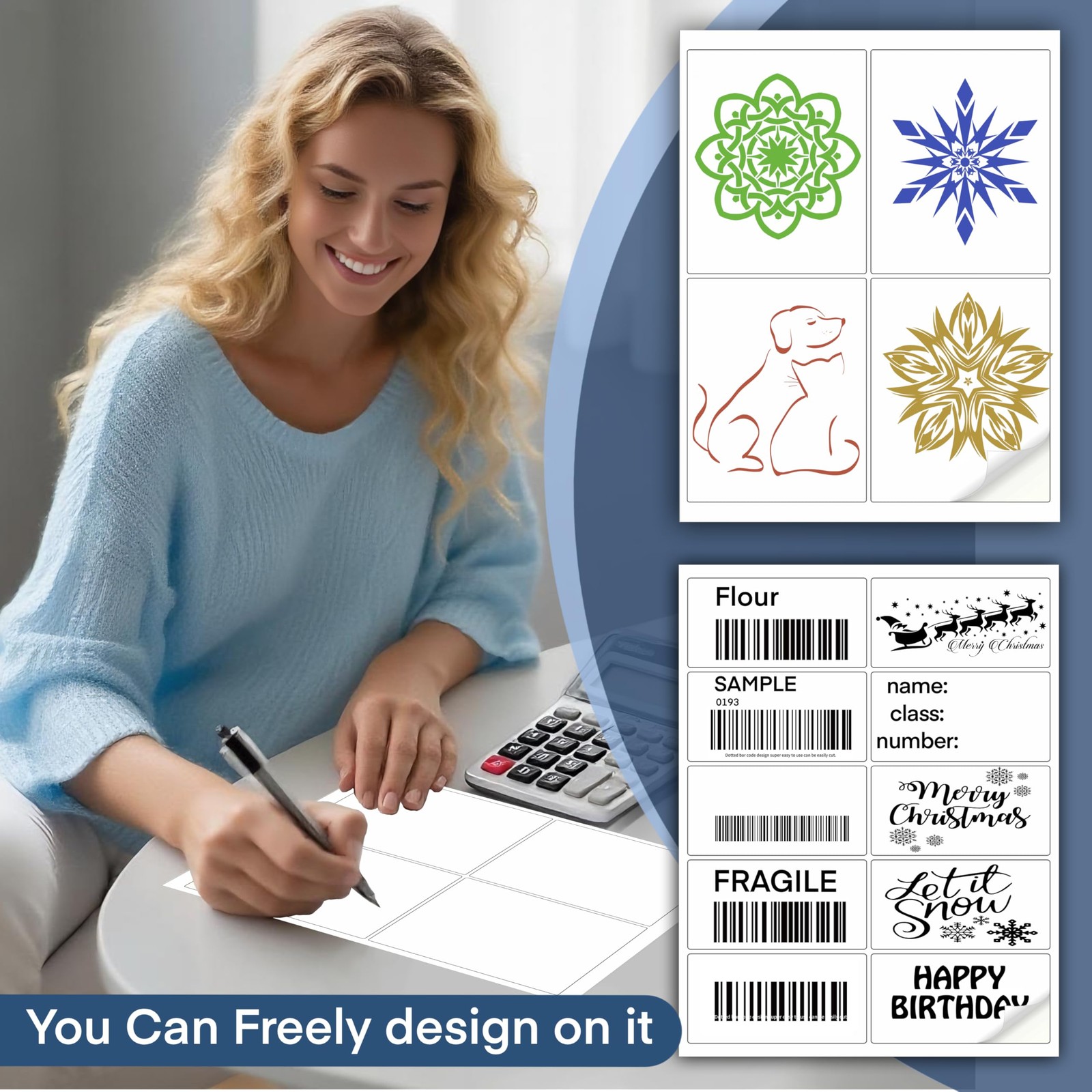 Printable Sticker Paper for Printers - 30 Sheets Full Sheet Matte Sticker Pap...