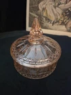 Vintage Indiana Glass Pink Depression Glass Lidded Candy/Powder w Lid