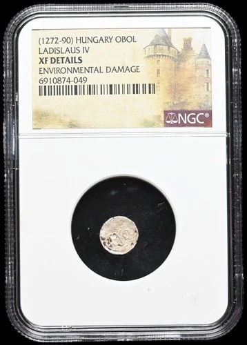 MEDIEVAL HUNGARY. Ladislaus IV, 1272-1290. Silver Obol, NGC XF Details