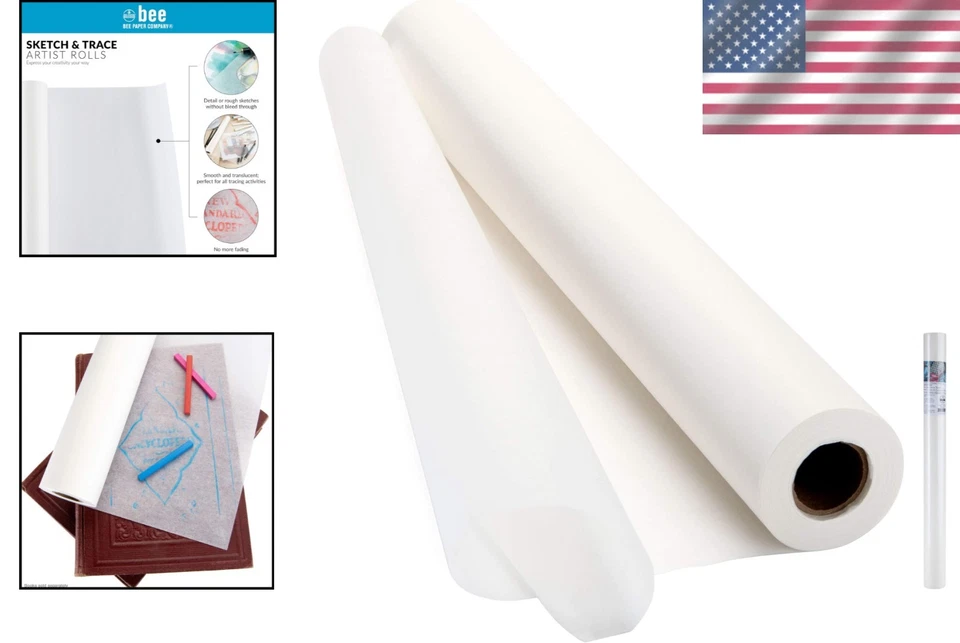Rollo de papel de rastro para bocetos de 24 pulgadas x 50 yardas blanco dibujo translúcido Foto 2 de 4