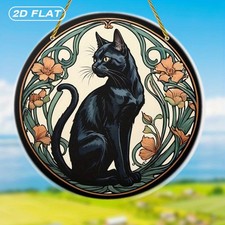 Stained Glass Style Black Cat Acrylic Suncatcher Suncatcher Windows Decoration