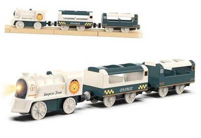 Battery Powered Train Set for Railway System, Electric Train Toys Cartoon Train