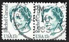 Sc#1857 17c Rachel Carson - Great American H. Pair with a 1983 CDS Cancel (A-4)