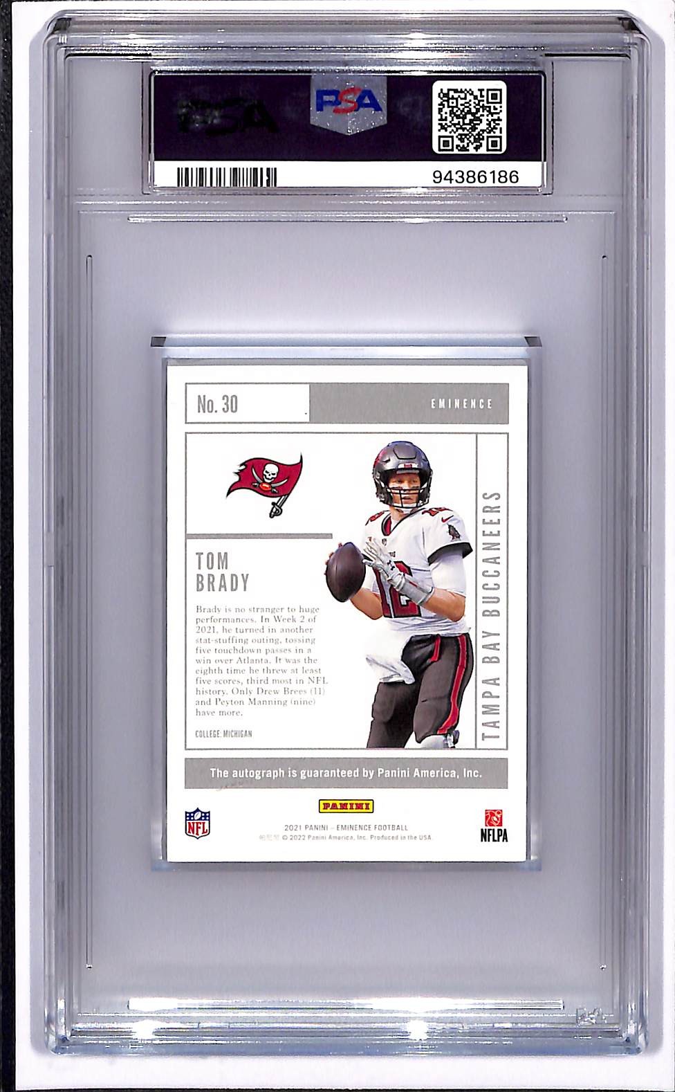 2021 Panini Eminence Tom Brady Proof TB12 Collection #30 PSA Authentic Auto 8 view 2