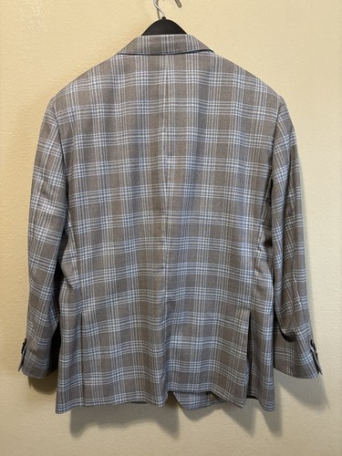 Samuelsohn Wool Silk Sz 44 Mens 2-Bttn Blazer Sport Jacket Coat Gray Blue - Picture 7 of 8