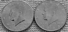 2- 1995 Kennedy half dollar coins 1P &1D
