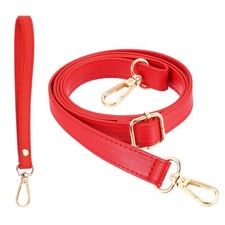28-52 Inch Adjustable Leather Purse Strap with Wristlet, Red/Gold