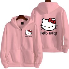 Hello Kitty Hoodie Women  s Zip-up Sweatshirt Warm Casual Loose Fit Cute Gift