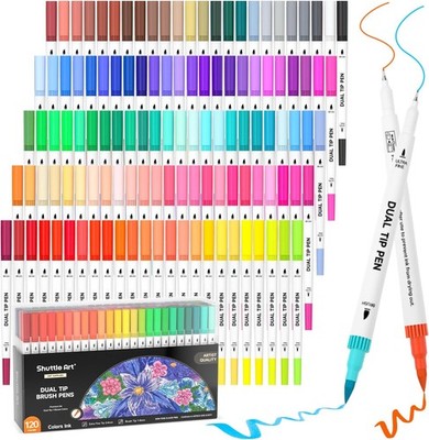 Dual Brush Pen Set 120 Farben Doppelseitig Pinsel Handlettering Aquarell Marker