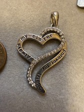 Always My Sister Forever My Friend Love Heart-Shaped Adorable CZ Pendant 6923