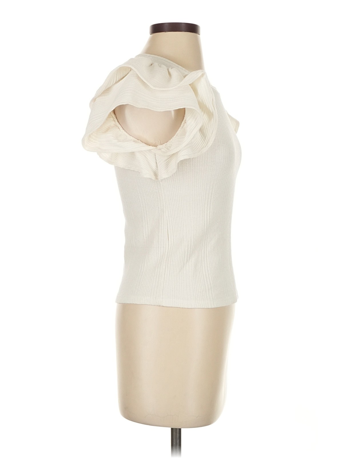 Zara Women Ivory Short Sleeve Top S thumbnail 3